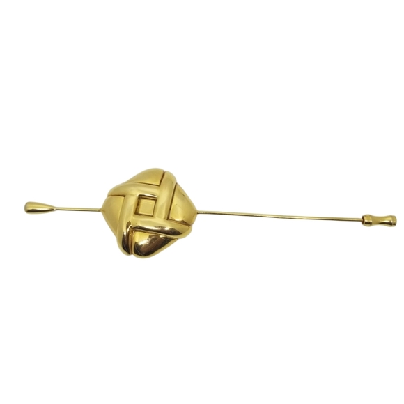 LINDA DANO VINTAGE GOLDTONE MODERNIST GEOMETRIC DESIGN HAT PIN - Picture 1 of 5